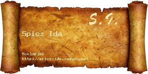 Spicz Ida névjegykártya